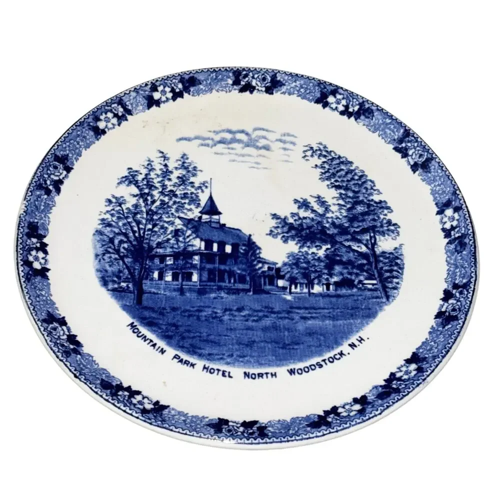 Wm Adams & Sons Souvineer Blue Transfer-ware Plate Mountain Park Hotel NH